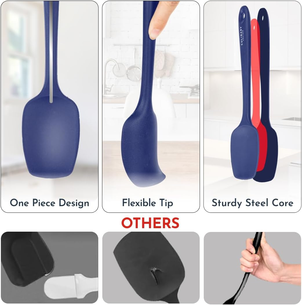 4-Piece Blue Baking Spatula Set - Rubber Spatulas Silicone Heat Resistant up to 428°F, Bpa-Free - Spatula Set for Nonstick Cookware - Silicone Baking Utensils