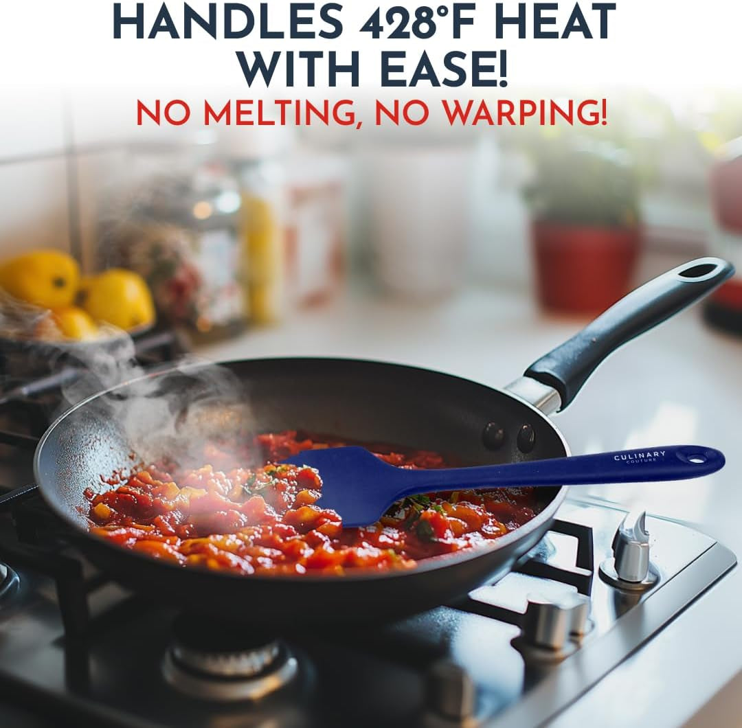 4-Piece Blue Baking Spatula Set - Rubber Spatulas Silicone Heat Resistant up to 428°F, Bpa-Free - Spatula Set for Nonstick Cookware - Silicone Baking Utensils