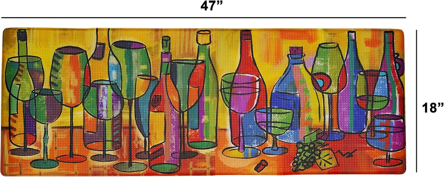 Artistic Beautiful anti Fatigue Kitchen Unique Floor Mats - Pain Relief Padded Mats in Front of Sink - Memory Foam 47" X 17.5" X 10Mm Picasso Wine