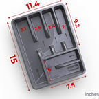 Flatware Drawer Organizer, 11.4" X 15" Silverware Organizer, 6 Compartments, Heavy-Duty, Cutlery Drawer Trays for Kitchen Utensils, Dining Room, Living Room, Medium, Dark Grey