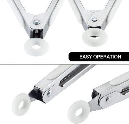 Kitchen Food Tongs - 7" Mini Silicone Serving Tongs for Appetizers - Set of 3 (Black White Gray)