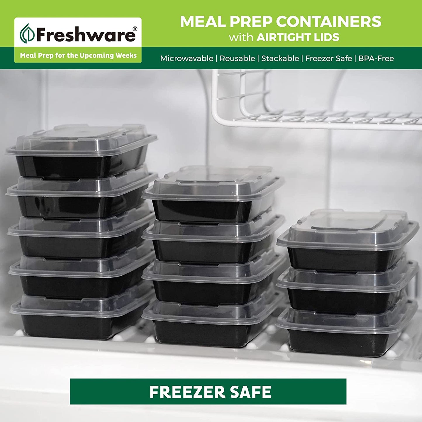 Meal Prep Containers [50 Pack] 1 Compartment Food Storage Containers with Lids, Bento Box, BPA Free, Stackable, Microwave/Dishwasher/Freezer Safe (16 Oz)