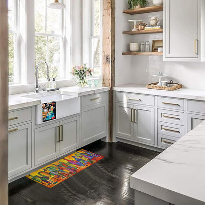 Artistic Beautiful anti Fatigue Kitchen Unique Floor Mats - Pain Relief Padded Mats in Front of Sink - Memory Foam 47" X 17.5" X 10Mm Picasso Wine
