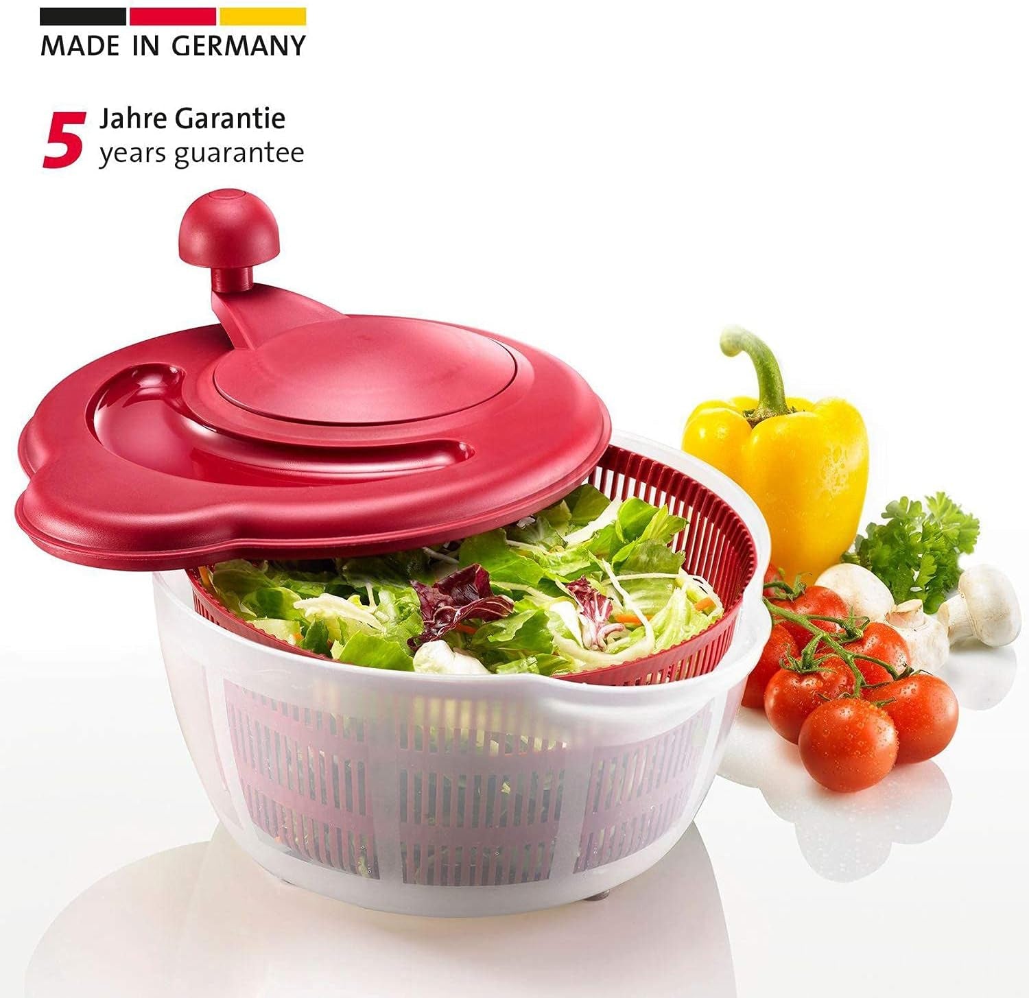 Germany Vegetable and Salad Spinner with Pouring Spout (Red)