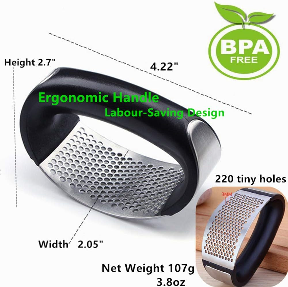 Garlic Press Rocker Stainless Steel, Garlic Mincer Garlic Chopper Garlic Presser Clove Crusher Masher Mincing Kitchen Pounding Tool