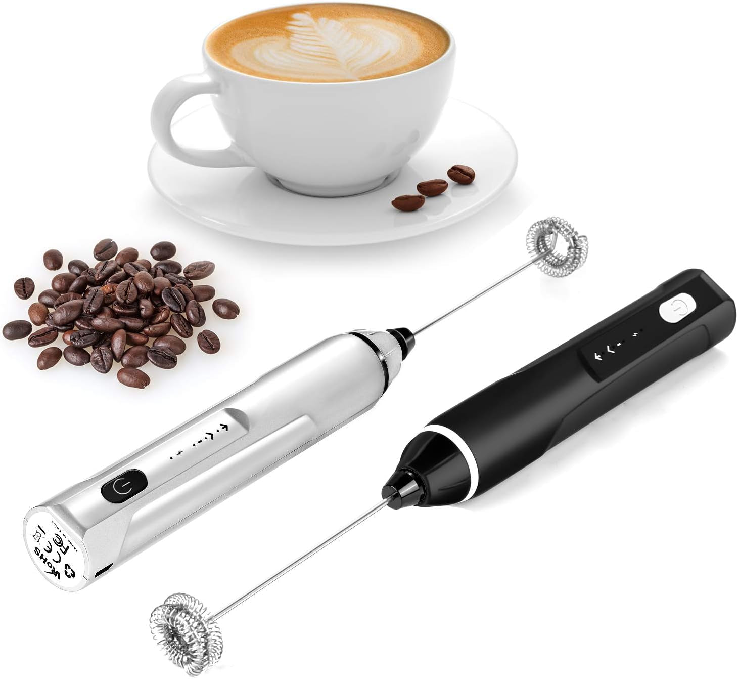 Milk Frother Handheld, 3-Speed USB Rechargeable Electric Coffee Milk Frother, Foam Maker for Latte Cappuccino, Double Whisk Drink Mixer for Frappe Hot Chocolate Cream & Bulletproof Coffee