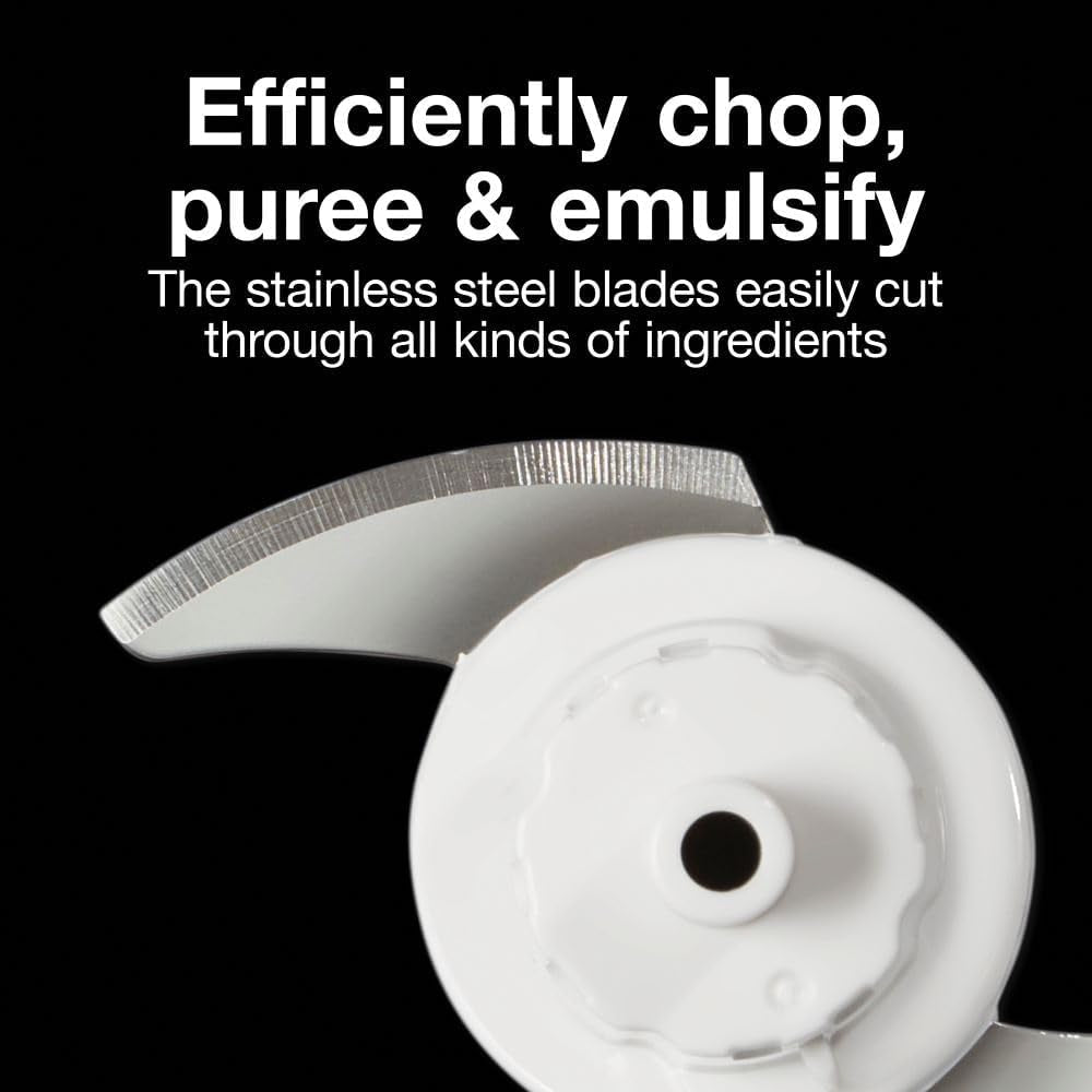 Durable Electric Vegetable Chopper & Mini Food Processor for Chopping, Puree & Emulsify, 1.5 Cup, White