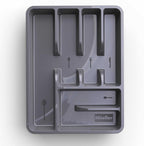 Flatware Drawer Organizer, 11.4" X 15" Silverware Organizer, 6 Compartments, Heavy-Duty, Cutlery Drawer Trays for Kitchen Utensils, Dining Room, Living Room, Medium, Dark Grey