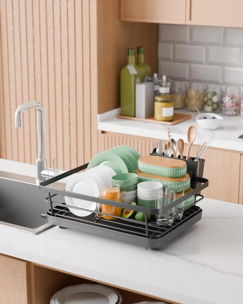 Dish Drying Rack- Space-Saving Dish Rack, Dish Racks for Kitchen Counter, Stainless Steel Kitchen Drying Rack