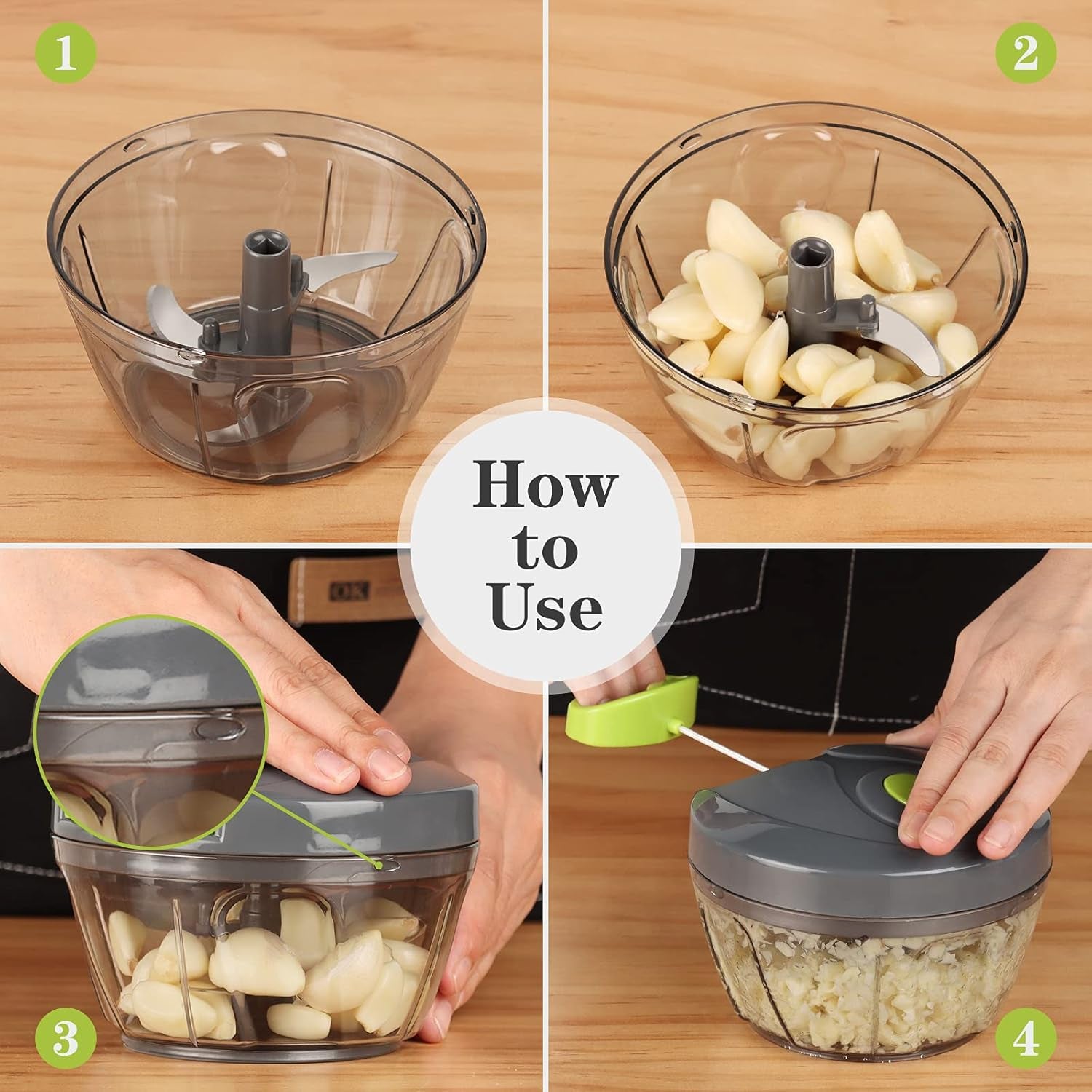 Manual Food Chopper Vegetable Cutter, Hand String Vegetable Chopper Onions Cutter for Vegetable Fruits Nuts BPA Free Food Safe Material, 550Ml Gray