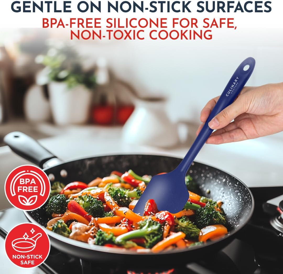 4-Piece Blue Baking Spatula Set - Rubber Spatulas Silicone Heat Resistant up to 428°F, Bpa-Free - Spatula Set for Nonstick Cookware - Silicone Baking Utensils
