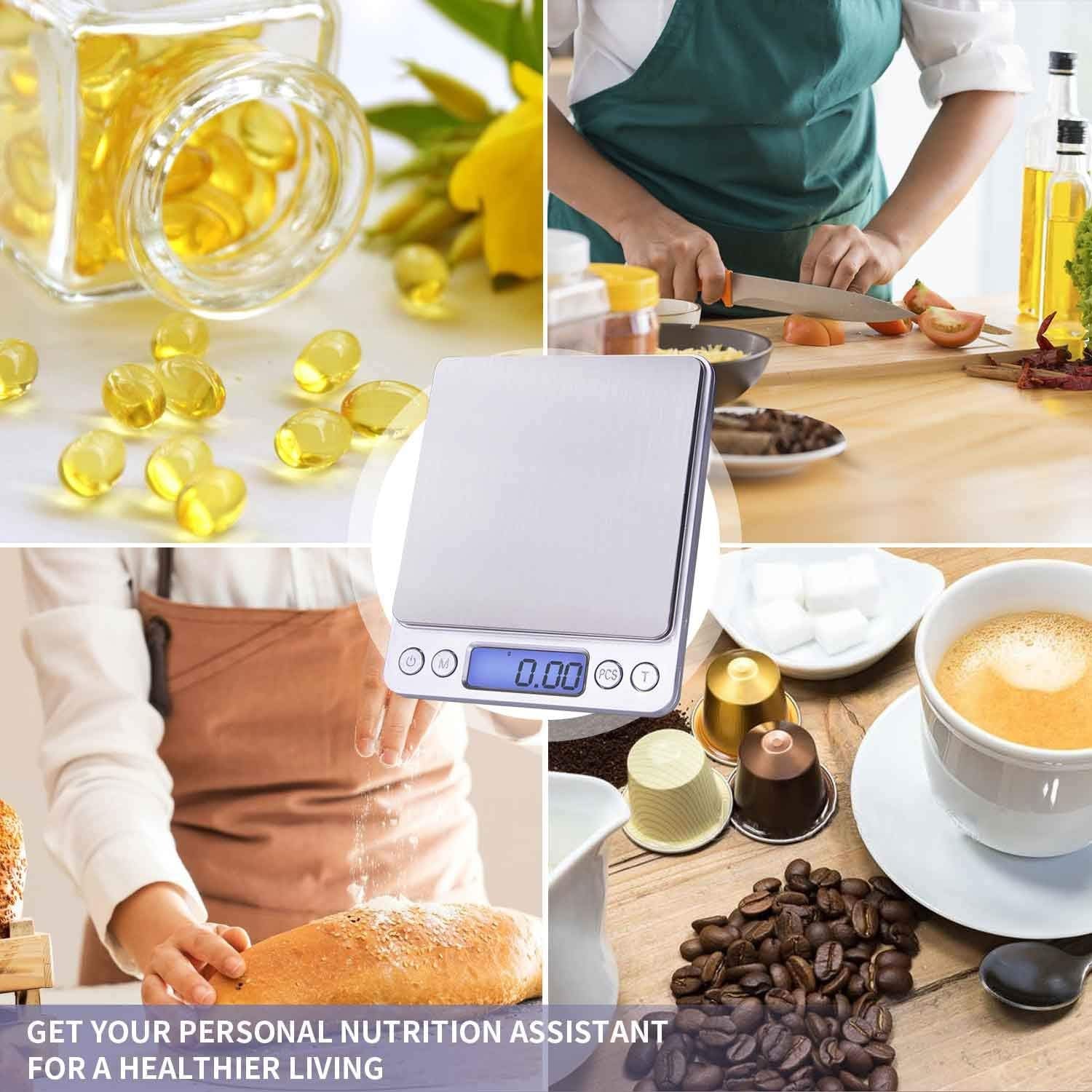 Digital Gram Scale .01 Gram Accuracy, 500G Small Jewelry Scale, Mini Kitchen Food Scale for Herb, Powder, Gold, Coin - Weight Gram and Oz