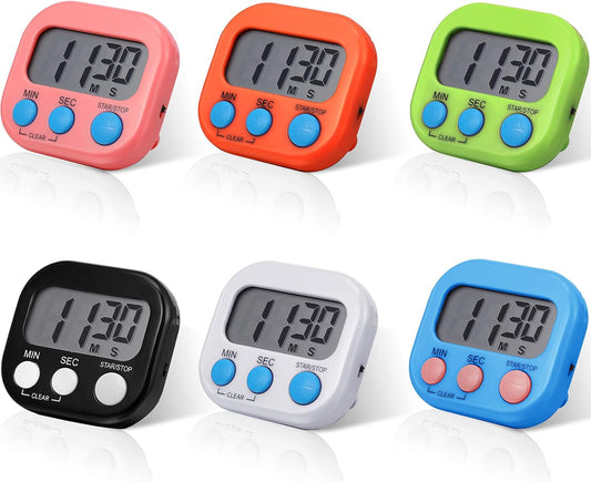 Large Classroom Timers Stopwatch Magnetic Kitchen Digital Timer Electronic Countdown Multi Function Loud Alarm Stopwatch for Cooking Sports Game Study Work Exercise Oven(6 Colors,6 Pieces)