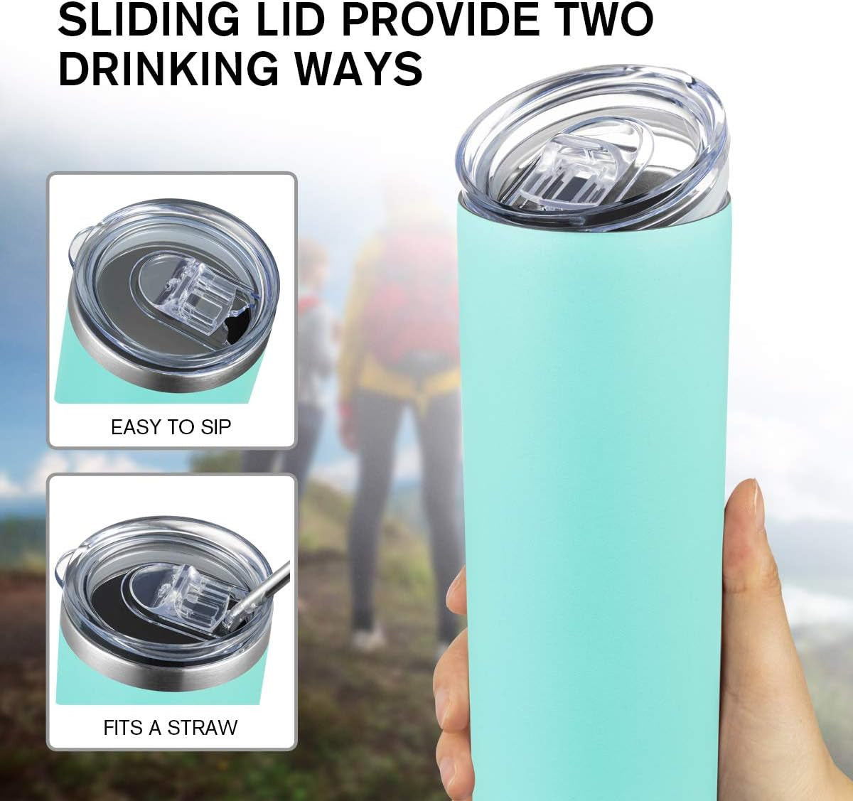 20Oz Stainless Steel Skinny Tumbler with Straw, 8 Pack Skinny Travel Tumbler with Lid, Double Wall Vacuum Insulated Tumbler for Hot & Cold Drinks (Assorted Color, 8)