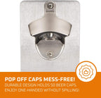 Bottle Opener Wall Mounted - Strong Magnetic with Zinc Alloy Wine Opener and Cap Catcher - Stainless Steel Manual Can Opener in Wood Texture Design for Indoor or Outdoor - 8Lx3.2Hx1W Inches