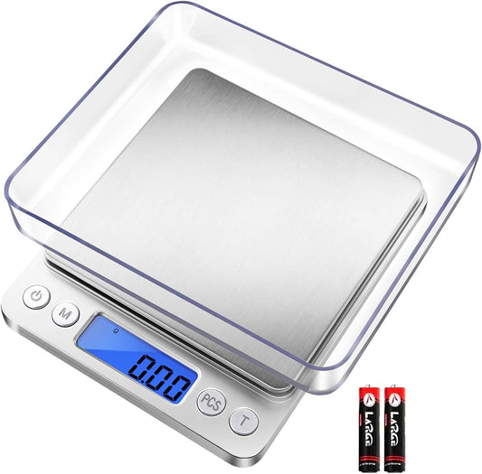 Digital Gram Scale .01 Gram Accuracy, 500G Small Jewelry Scale, Mini Kitchen Food Scale for Herb, Powder, Gold, Coin - Weight Gram and Oz