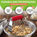 Dough Blender, Top Professional Pastry Cutter, Heavy Duty Baking Tool with Stainless Steel Blades, Medium Size, Red