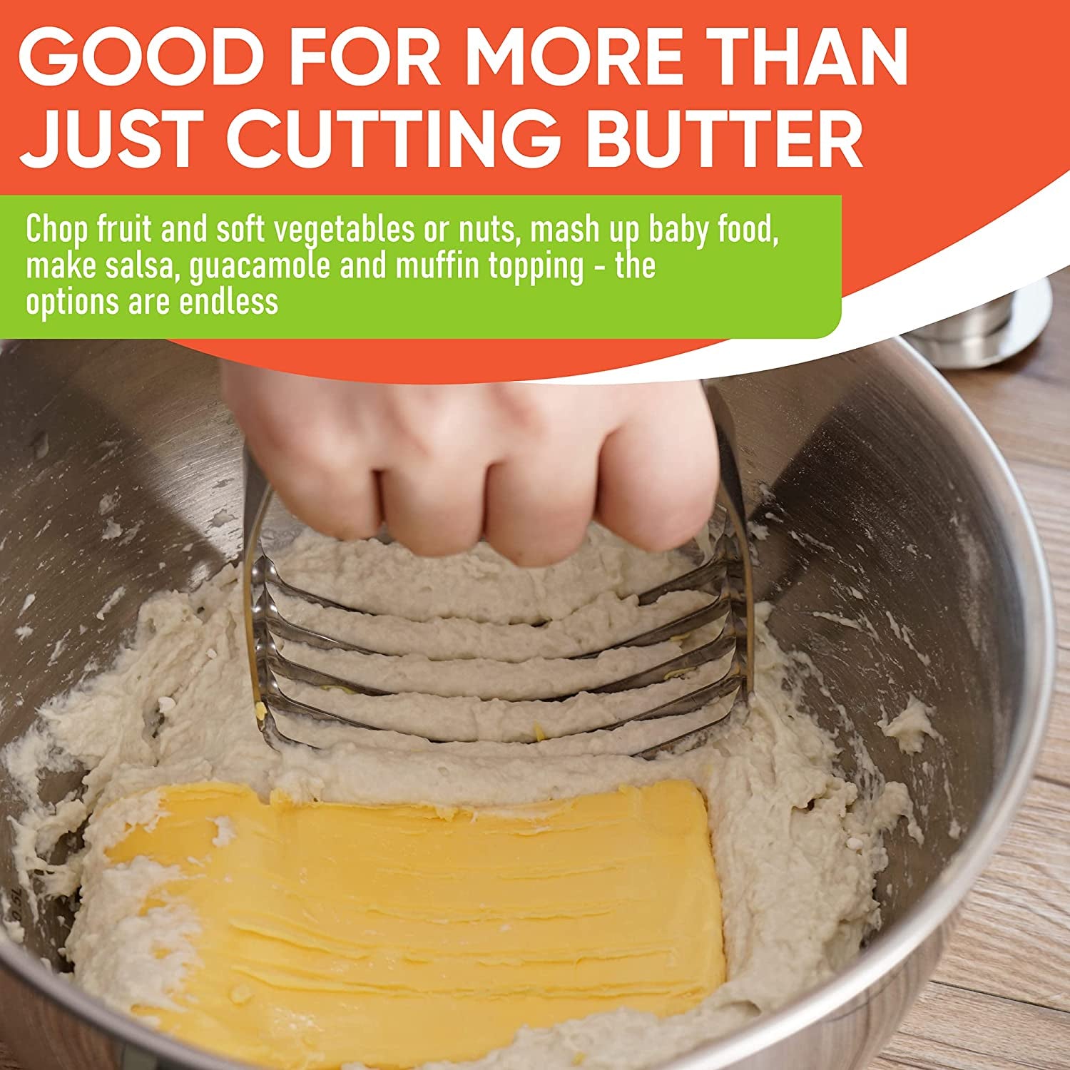 Dough Blender, Top Professional Pastry Cutter, Heavy Duty Baking Tool with Stainless Steel Blades, Medium Size, Red