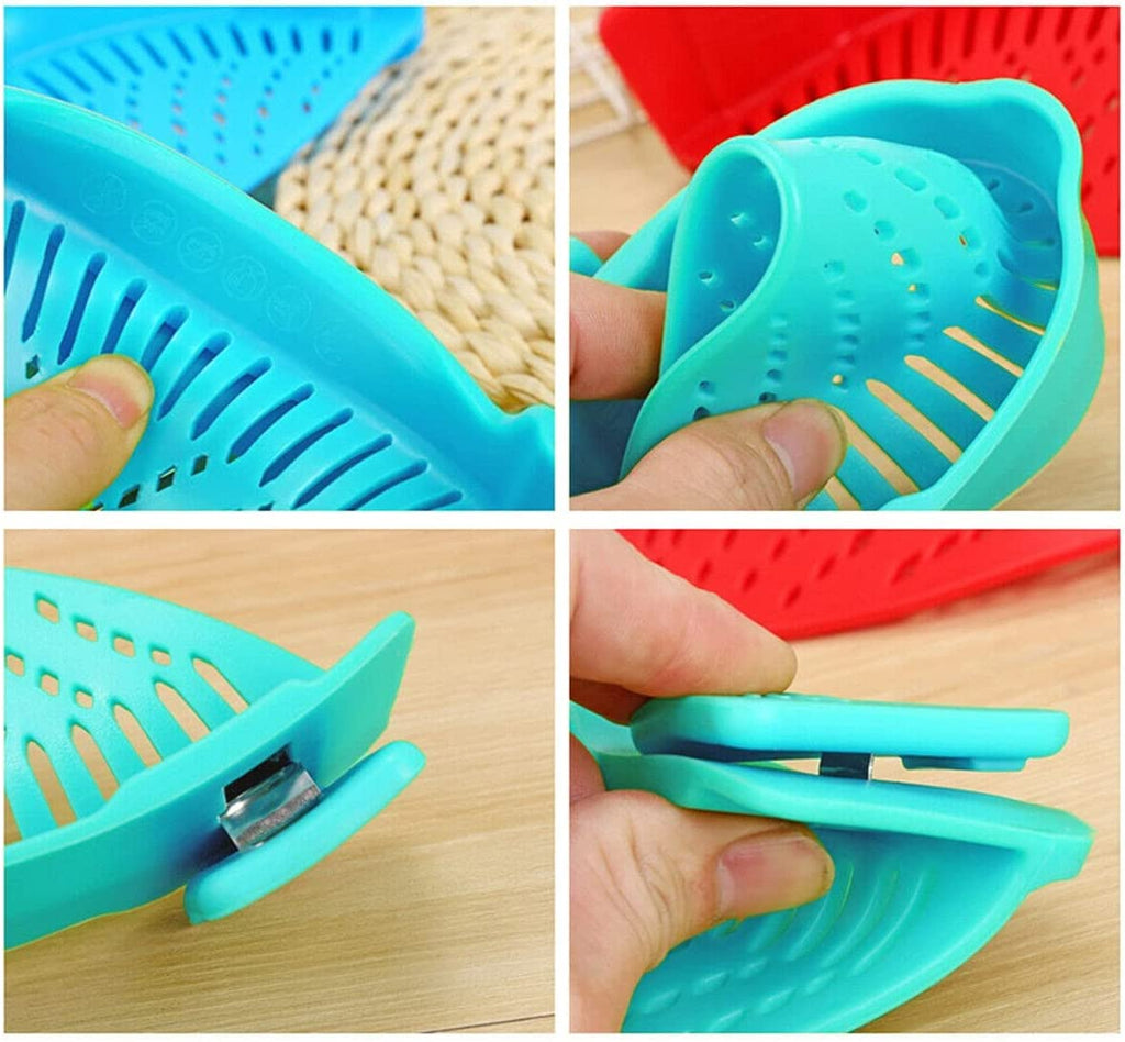 2 Pcs Clip on Strainers, Pot Strainer for Pasta Meat Vegetables Fruit, Silicone Strainer - Fit All Pots and Bowls.