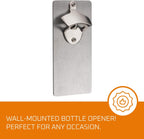 Bottle Opener Wall Mounted - Strong Magnetic with Zinc Alloy Wine Opener and Cap Catcher - Stainless Steel Manual Can Opener in Wood Texture Design for Indoor or Outdoor - 8Lx3.2Hx1W Inches