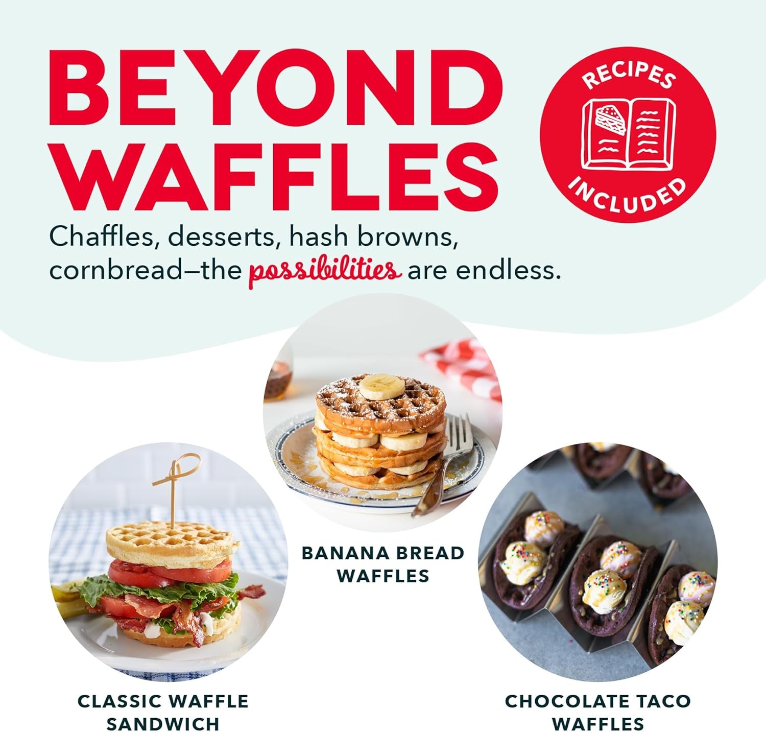 Mini Maker for Individual Waffles, Hash Browns, Keto Chaffles with Easy to Clean, Non-Stick Surfaces, 4 Inch, Pink