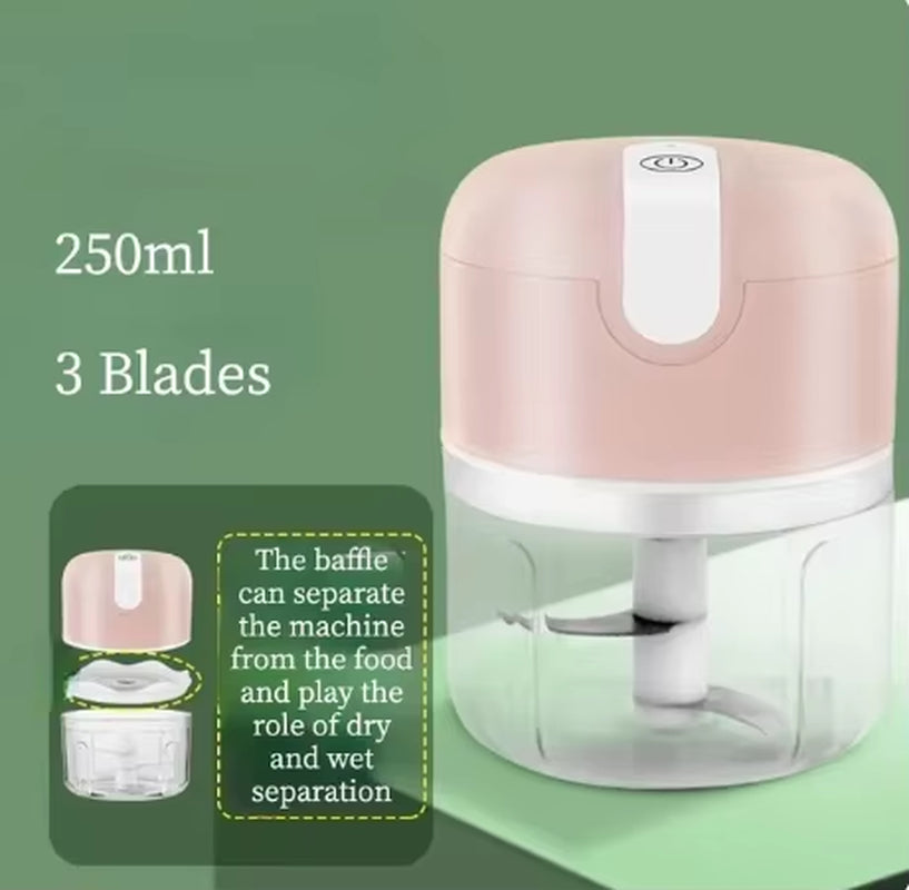 Electric Mini Garlic Vegetable Chopper Garlic Masher Portable Chopper Multi Function Meat Grinder Masher Machine Usb Charging