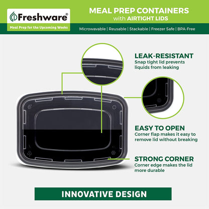 Meal Prep Containers [50 Pack] 1 Compartment Food Storage Containers with Lids, Bento Box, BPA Free, Stackable, Microwave/Dishwasher/Freezer Safe (16 Oz)
