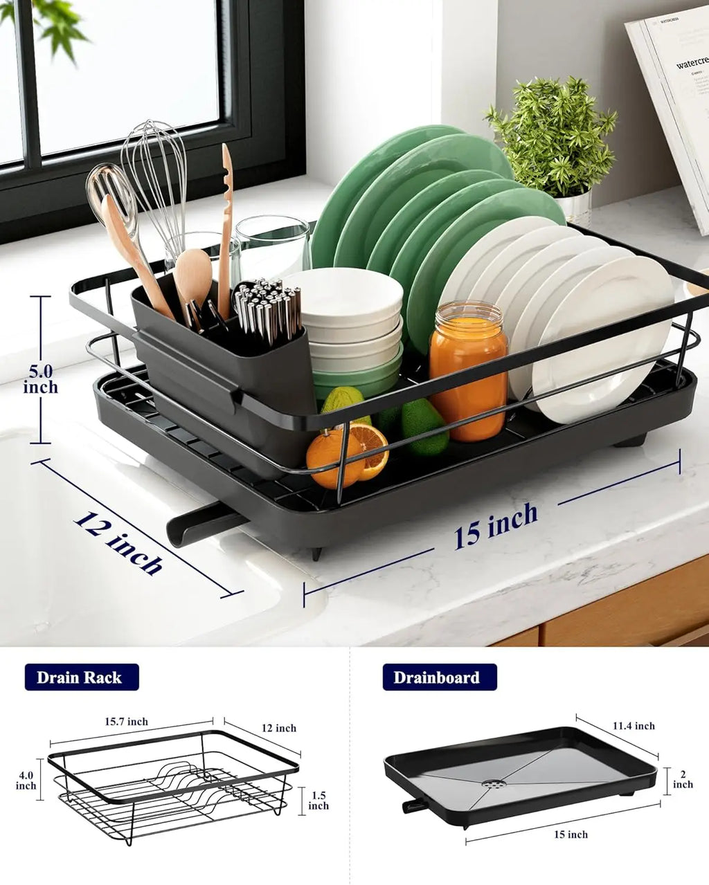 Dish Drying Rack- Space-Saving Dish Rack, Dish Racks for Kitchen Counter, Stainless Steel Kitchen Drying Rack