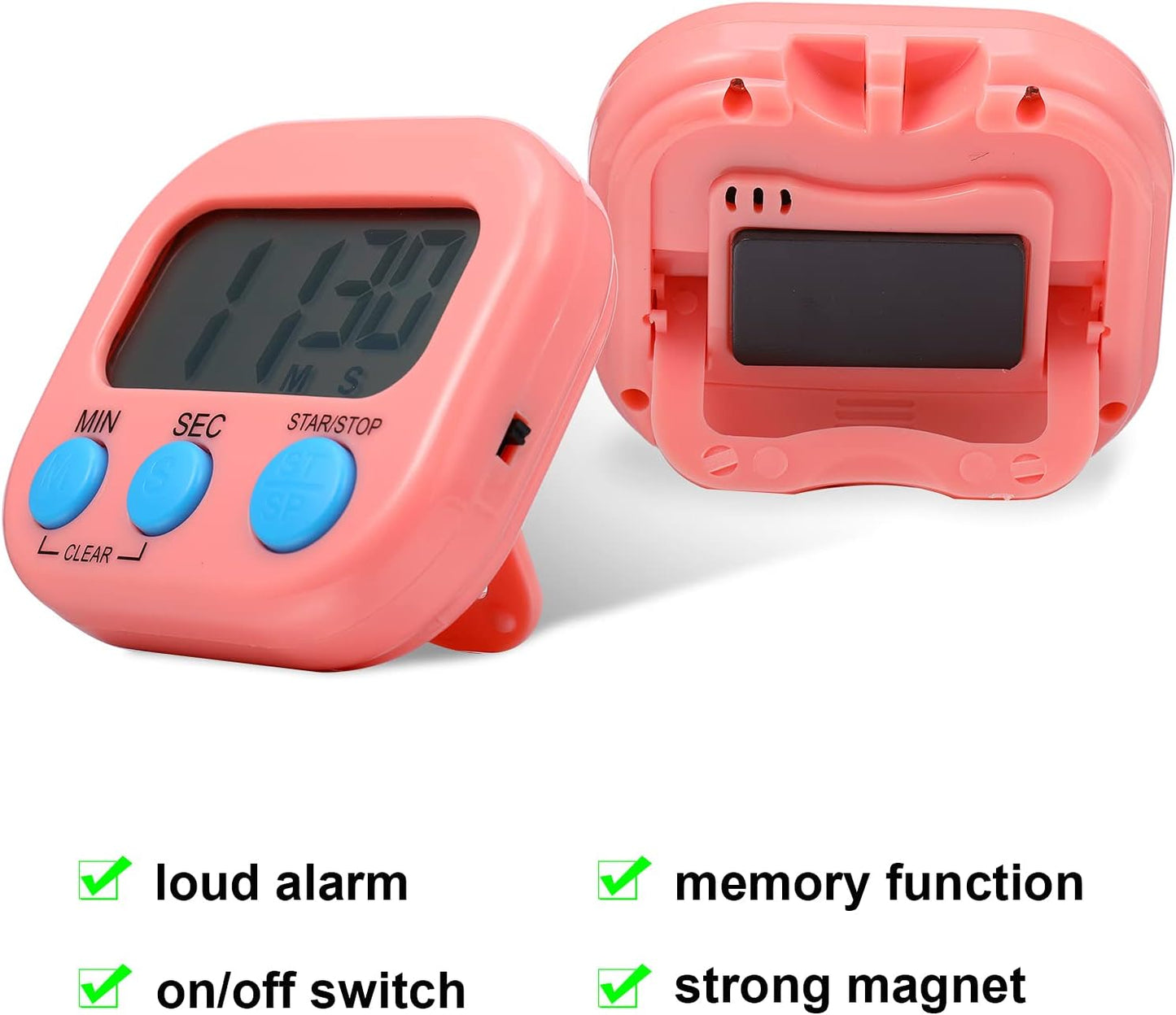 Large Classroom Timers Stopwatch Magnetic Kitchen Digital Timer Electronic Countdown Multi Function Loud Alarm Stopwatch for Cooking Sports Game Study Work Exercise Oven(6 Colors,6 Pieces)