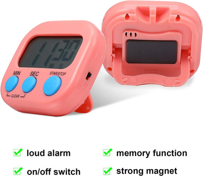 Large Classroom Timers Stopwatch Magnetic Kitchen Digital Timer Electronic Countdown Multi Function Loud Alarm Stopwatch for Cooking Sports Game Study Work Exercise Oven(6 Colors,6 Pieces)