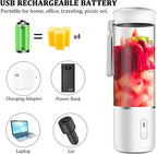 Portable Blender, Personal Travel Blender Cup for Shakes and Smoothies,14Oz Mini Smoothie Blender USB Rechargeable, Six 3D Blades for Great Mixing