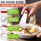 Dough Blender, Top Professional Pastry Cutter, Heavy Duty Baking Tool with Stainless Steel Blades, Medium Size, Red