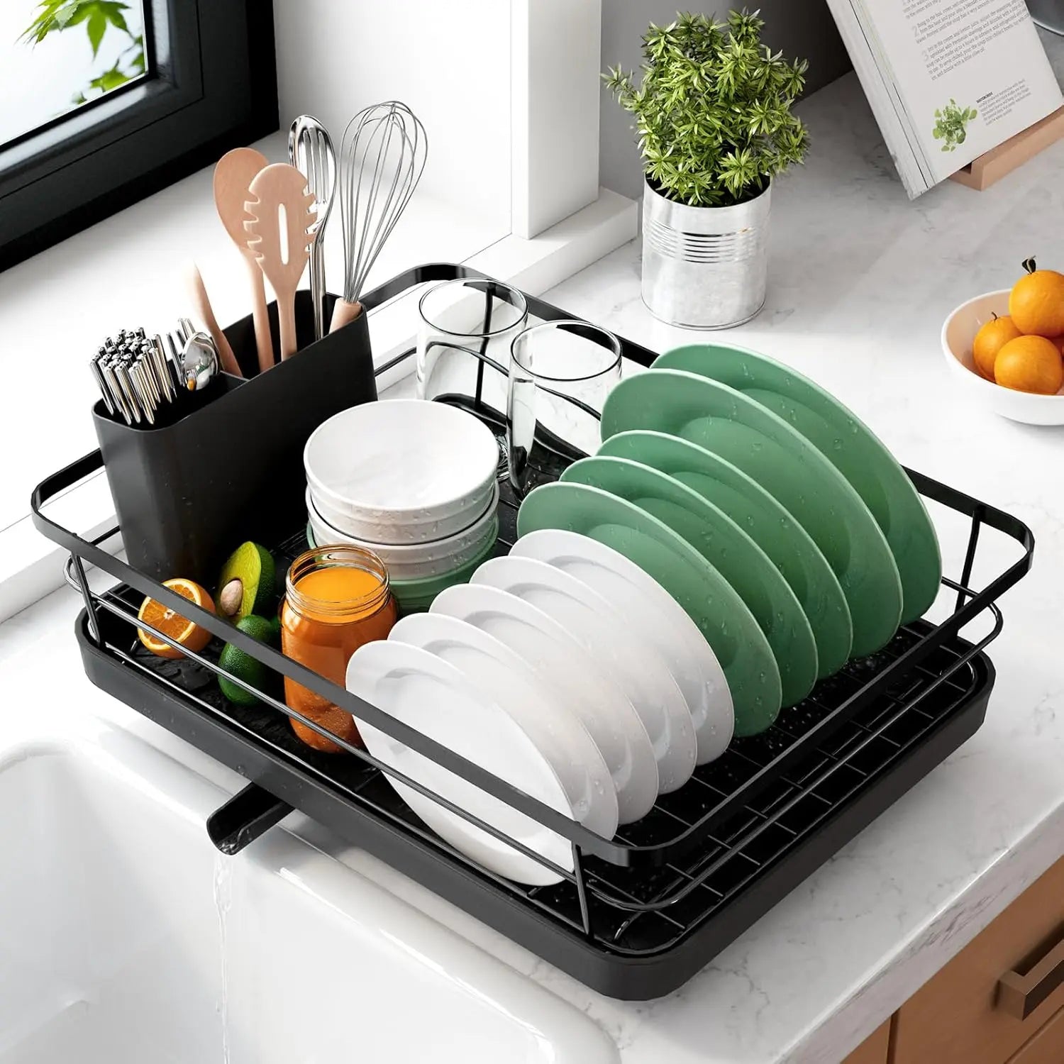 Dish Drying Rack- Space-Saving Dish Rack, Dish Racks for Kitchen Counter, Stainless Steel Kitchen Drying Rack