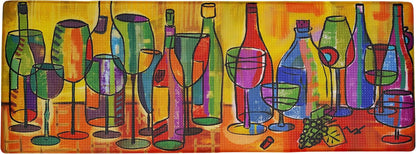 Artistic Beautiful anti Fatigue Kitchen Unique Floor Mats - Pain Relief Padded Mats in Front of Sink - Memory Foam 47" X 17.5" X 10Mm Picasso Wine