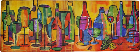 Artistic Beautiful anti Fatigue Kitchen Unique Floor Mats - Pain Relief Padded Mats in Front of Sink - Memory Foam 47" X 17.5" X 10Mm Picasso Wine