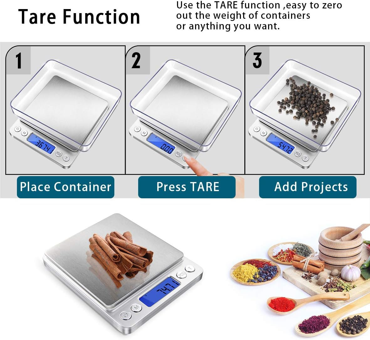 Digital Gram Scale .01 Gram Accuracy, 500G Small Jewelry Scale, Mini Kitchen Food Scale for Herb, Powder, Gold, Coin - Weight Gram and Oz
