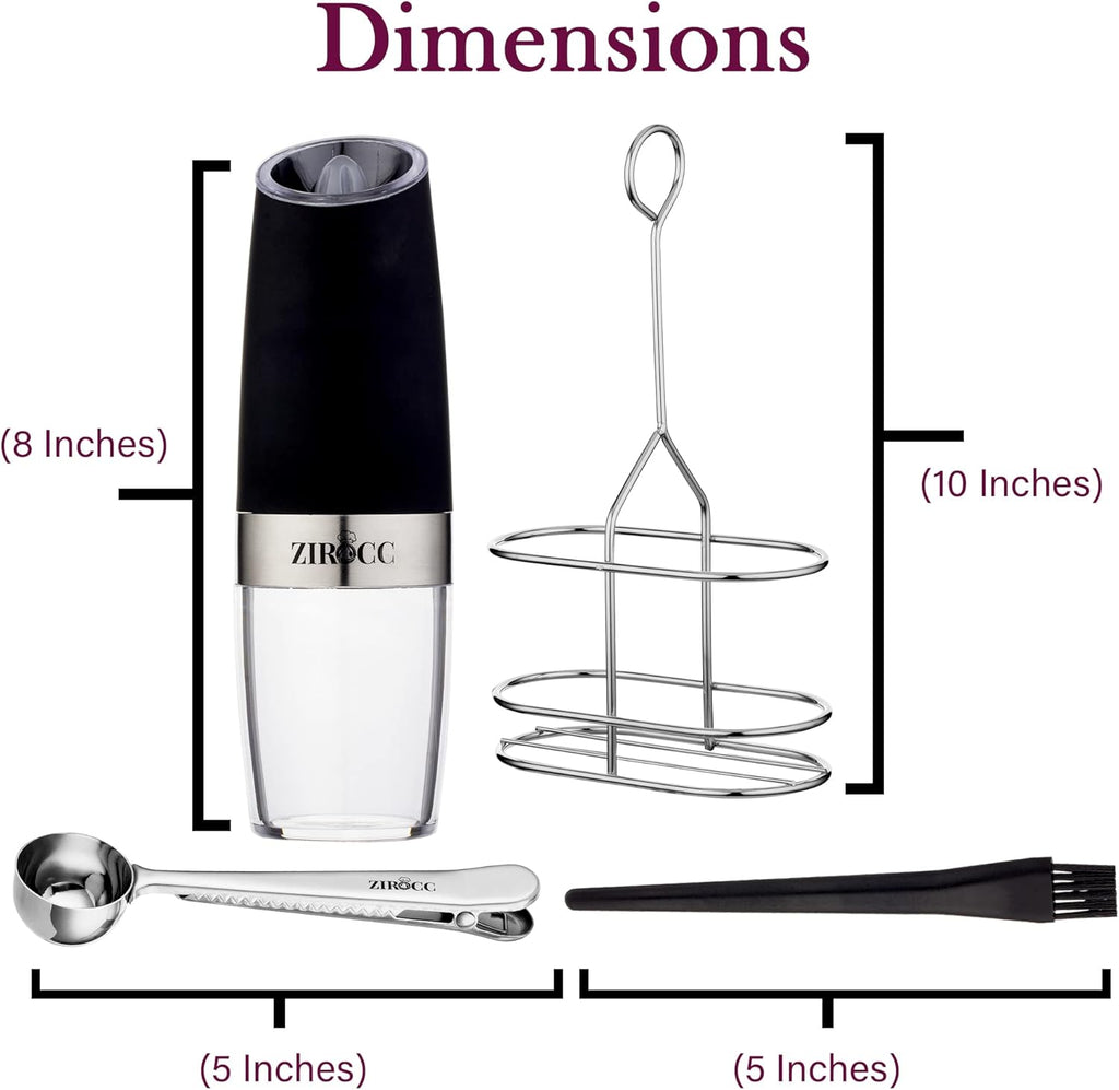 (2 Pack) Gravity Electric Salt and Pepper Grinder Set Battery Operated One Hand Automatic Operation, Adjustable Coarseness Mill Grinders Shakers LED Light, Kitchen Gadgets Gifts-Black