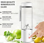 Portable Blender, Personal Travel Blender Cup for Shakes and Smoothies,14Oz Mini Smoothie Blender USB Rechargeable, Six 3D Blades for Great Mixing