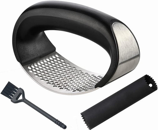 Garlic Press Rocker Stainless Steel, Garlic Mincer Garlic Chopper Garlic Presser Clove Crusher Masher Mincing Kitchen Pounding Tool