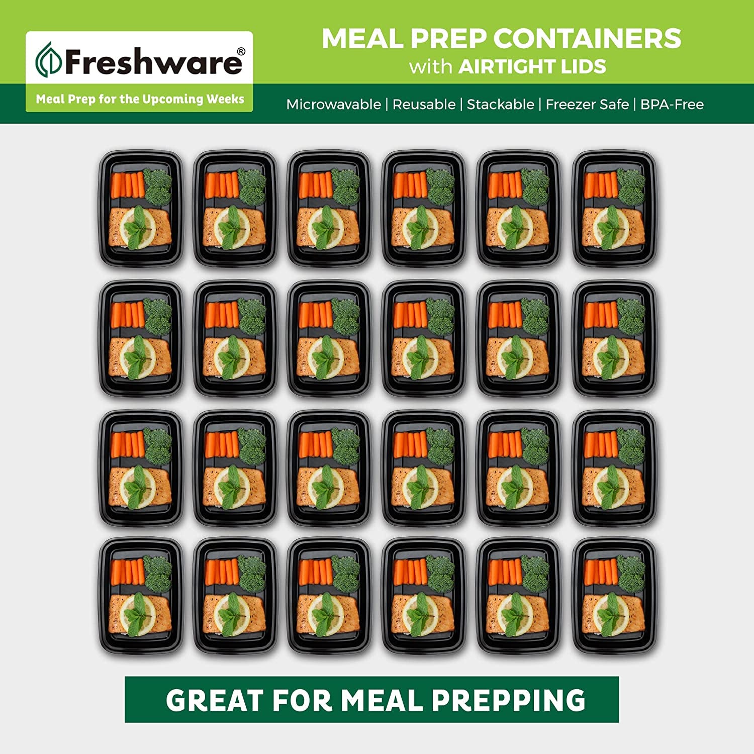 Meal Prep Containers [50 Pack] 1 Compartment Food Storage Containers with Lids, Bento Box, BPA Free, Stackable, Microwave/Dishwasher/Freezer Safe (16 Oz)
