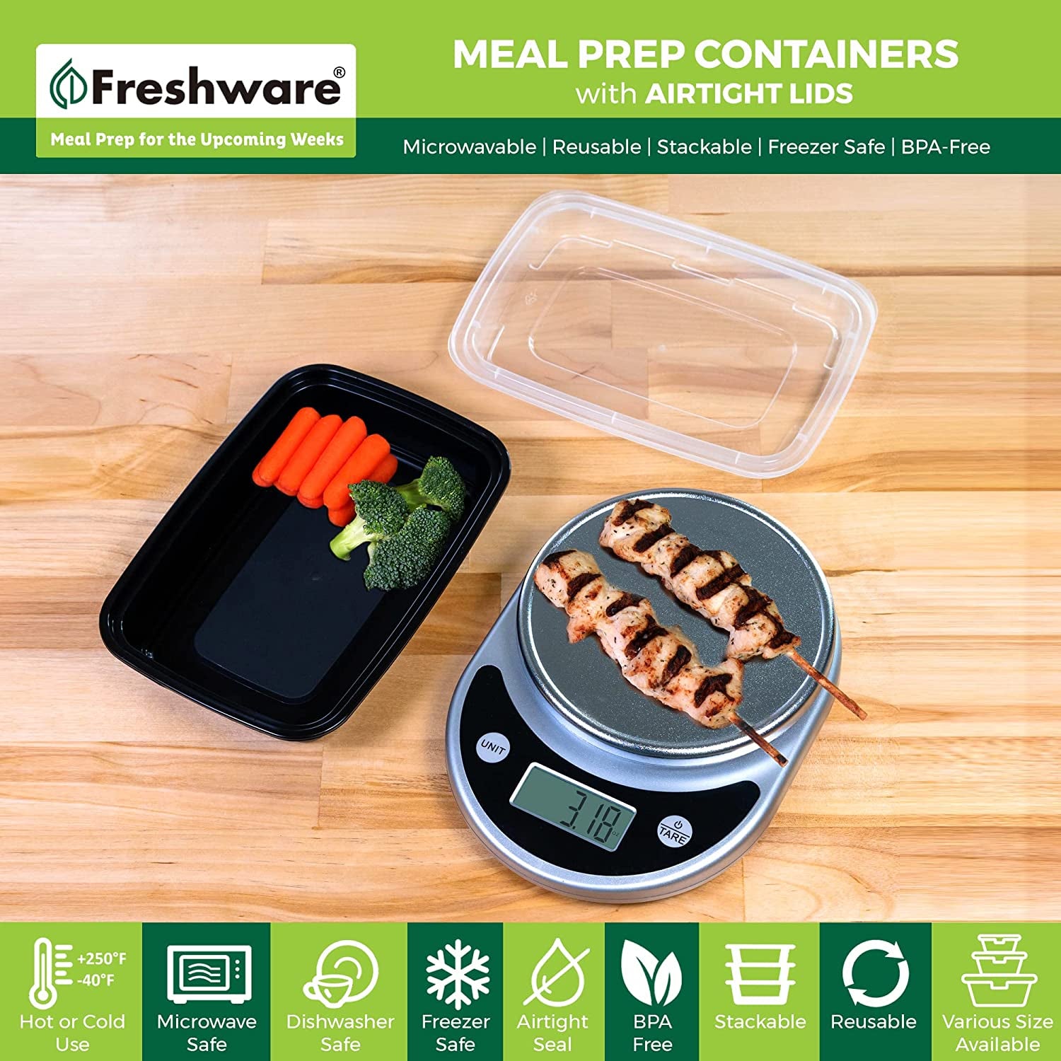 Meal Prep Containers [50 Pack] 1 Compartment Food Storage Containers with Lids, Bento Box, BPA Free, Stackable, Microwave/Dishwasher/Freezer Safe (16 Oz)