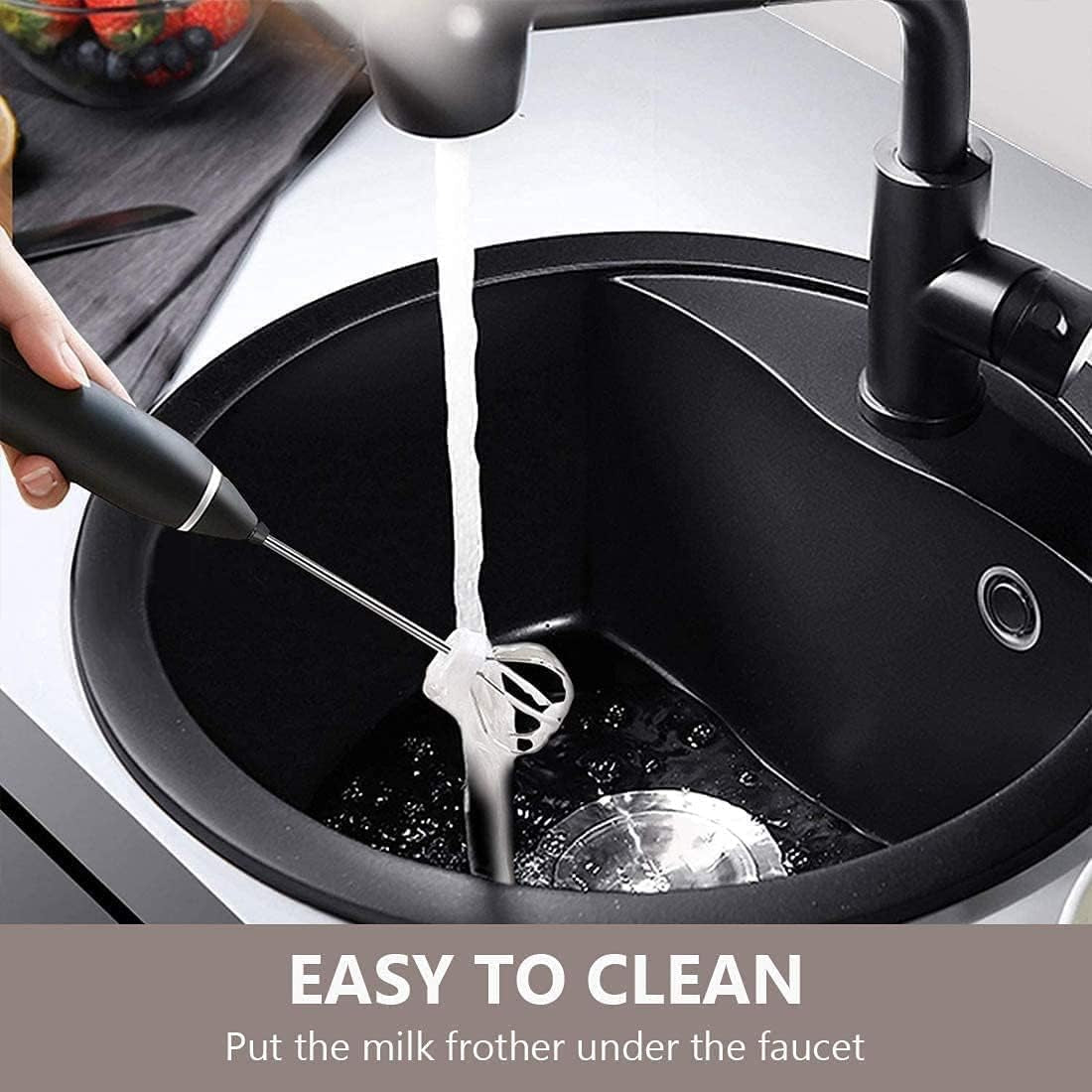 Milk Frother Handheld, Immersion Blender Cordlesss Foam Maker USB Rechargeable Small Mixer with 2 Stainless Whisks，Wisker for Stirring 3-Speed Adjustable Mini Frother for Cappuccino Latte Coffee Egg
