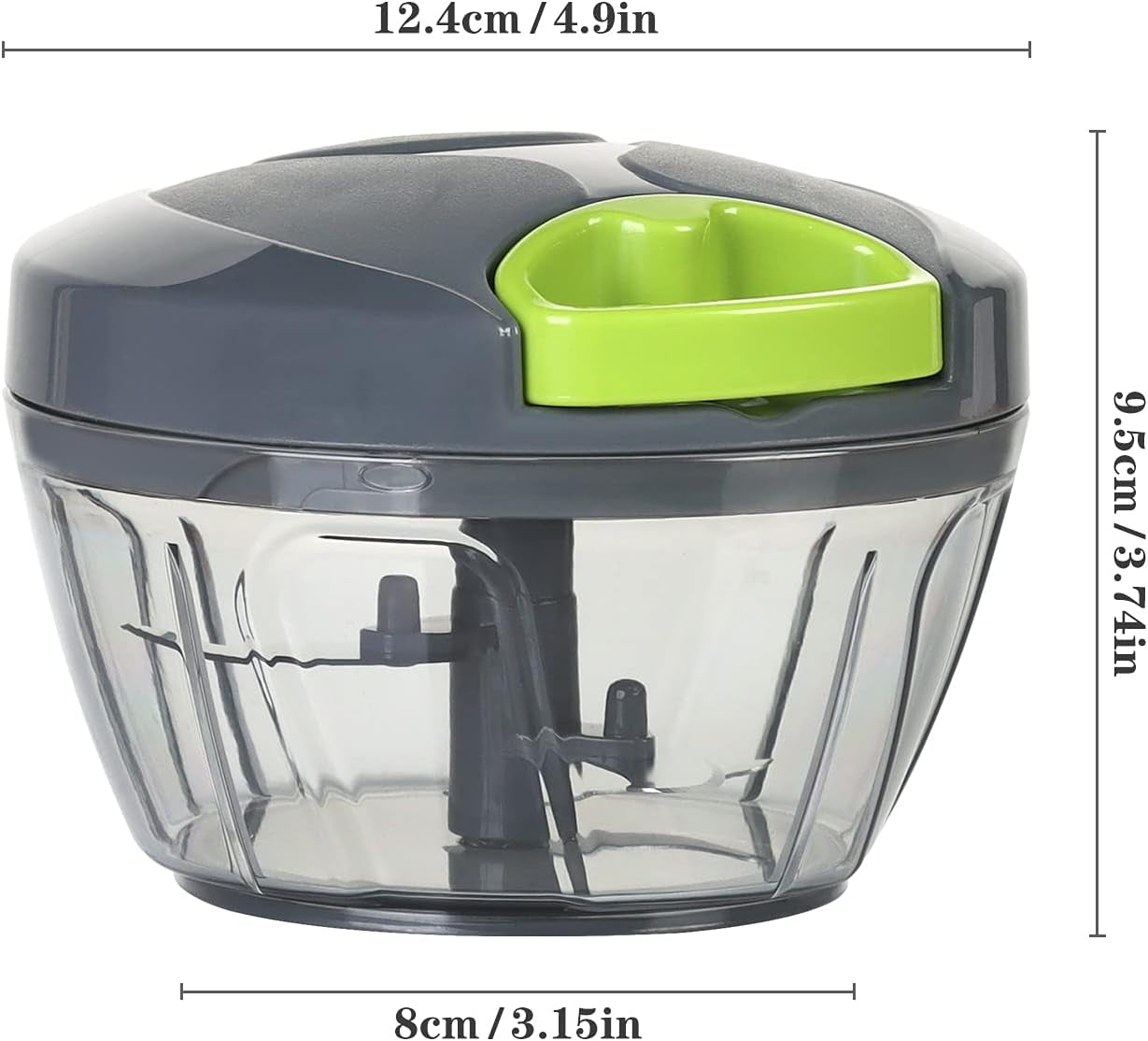 Manual Food Chopper Vegetable Cutter, Hand String Vegetable Chopper Onions Cutter for Vegetable Fruits Nuts BPA Free Food Safe Material, 550Ml Gray