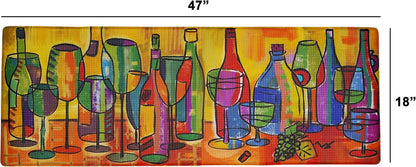 Artistic Beautiful anti Fatigue Kitchen Unique Floor Mats - Pain Relief Padded Mats in Front of Sink - Memory Foam 47" X 17.5" X 10Mm Picasso Wine