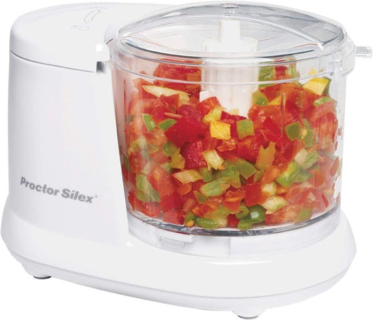 Durable Electric Vegetable Chopper & Mini Food Processor for Chopping, Puree & Emulsify, 1.5 Cup, White