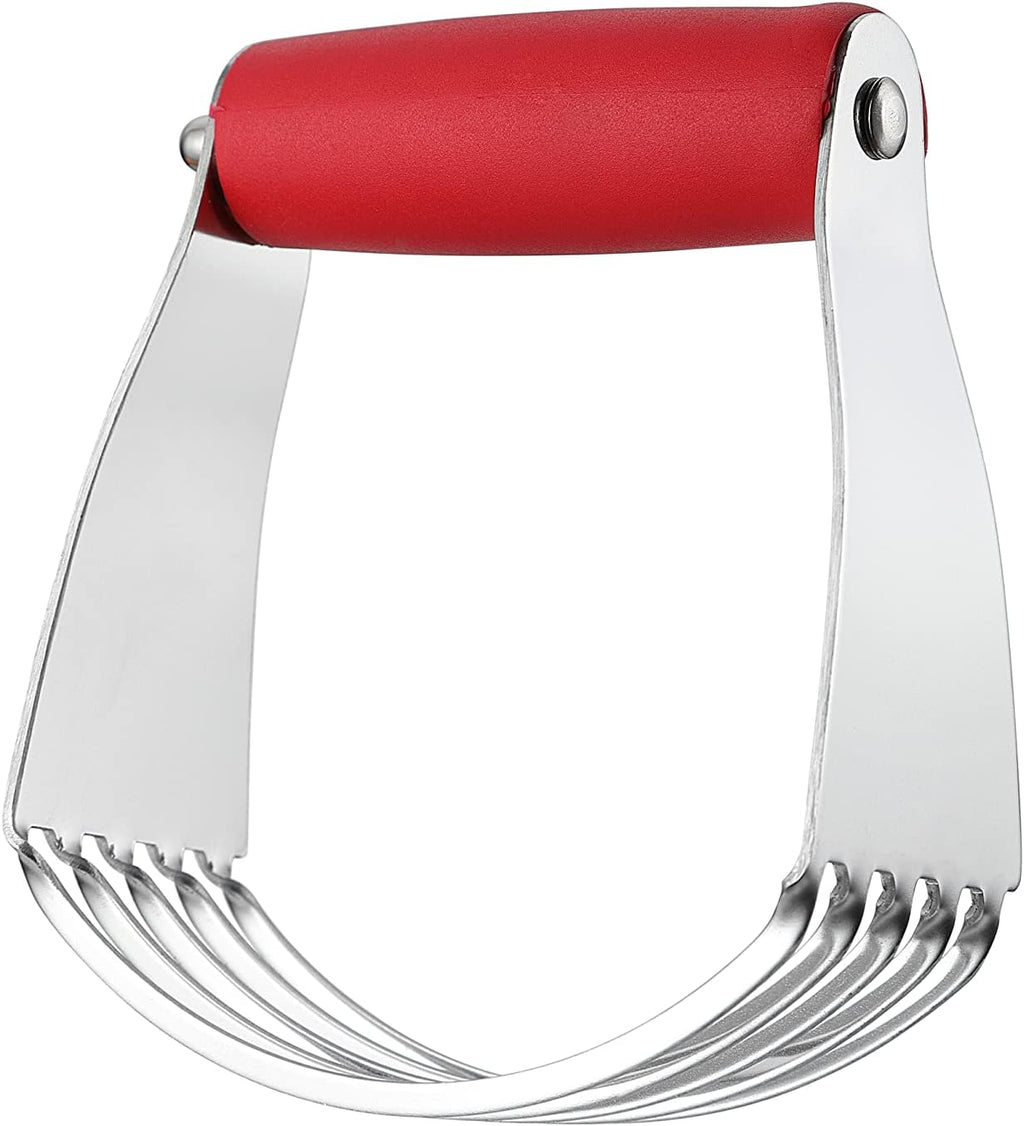 Dough Blender, Top Professional Pastry Cutter, Heavy Duty Baking Tool with Stainless Steel Blades, Medium Size, Red
